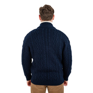 MM903 Men's Zipper Knit Cardigan Navy Color SAOL Knitwear