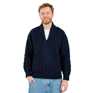 MM903 Men's Zipper Knit Cardigan Navy Color SAOL Knitwear