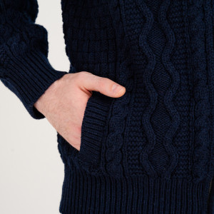 MM903 Men's Zipper Knit Cardigan Navy Color SAOL Knitwear