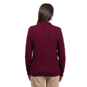 ML157 -108 Ladies Side Button Sweater Wine SAOL Knitwear