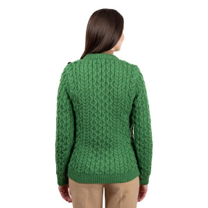 ML157 -105 Ladies Side Button Sweater Green SAOL Knitwear