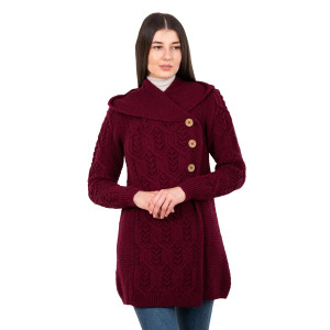 Aran Leaf Coat ML162-108 Wine Saol