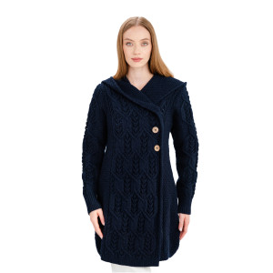Aran Leaf Coat ML162-104 Navy Saol
