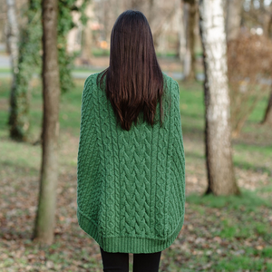 Cowl Neck Button Poncho ML169 - 105 Green Knitwear