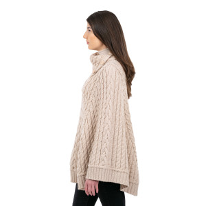 Cowl Neck Button Poncho ML169 - 109	Parsnip Knitwear