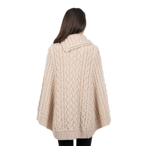 Cowl Neck Button Poncho ML169 - 109	Parsnip Knitwear