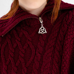 Cowl Neck Zipper Poncho ML161-108 Wine Saol