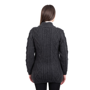 Ladies Shawl Collar Cardigan	ML163 - 101 Charcoal Saol
