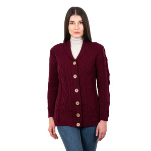 Ladies Shawl Collar Cardigan	ML163 - 108 Wine Saol