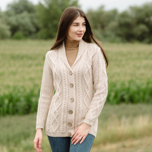Ladies Shawl Collar Cardigan	ML163 - 109 Parsnip Saol