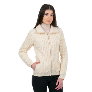 Cable Knit Bomber Jacket	ML174 - 100 Natural Saol