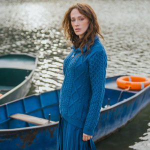 Cable Knit Bomber Jacket	ML174 - 107 Teal Saol