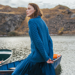 Cable Knit Bomber Jacket	ML174 - 107 Teal Saol