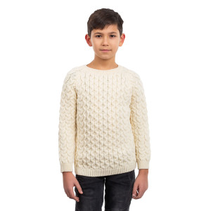 Kids Aran Sweater MK100-100 Natural