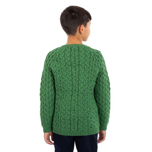 Kids Aran Cardigan  MK101-105 Green 10-12 YRS Reverse View