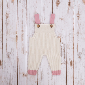 Baby Knit Overalls  NK201-508	White Pink Saol
