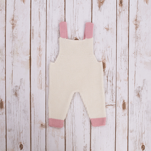 Baby Knit Overalls  NK201-508	White Pink Saol