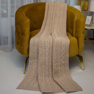 Fisherman Cable Throw FT179 - 609 Parsnip saolknitwear.com