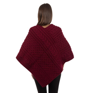 Saol  cable knit poncho - FL176 - 608 Wine saolknitwear.com