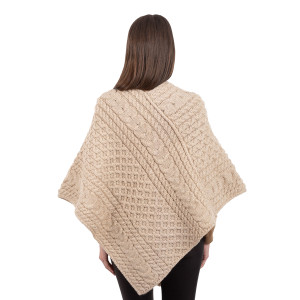 Saol  cable knit poncho - FL176 - 609 Parsnip saolknitwear.com