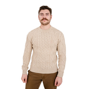 Saol Fisherman Cable Sweater FM178 - 609 Parsnip saolknitwear.com
