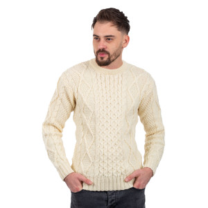 Saol Fisherman Cable Sweater FM178 - 600 Natural saolknitwear.com