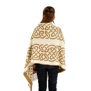 Traditional Celtic Knotwork Shawl LS108 - 402 Fawn Brown saolknitwear.com