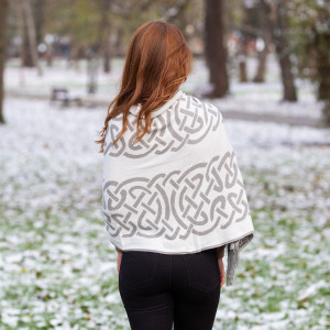 Traditional Celtic Knotwork Shawl LS108 - 403 Harbor Grey saolknitwear.com