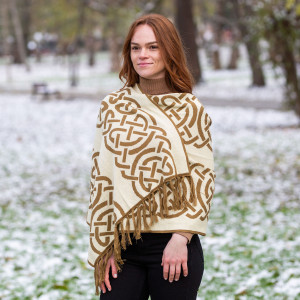 Traditional Celtic Knotwork Shawl LS108 - 402 Fawn Brown saolknitwear.com