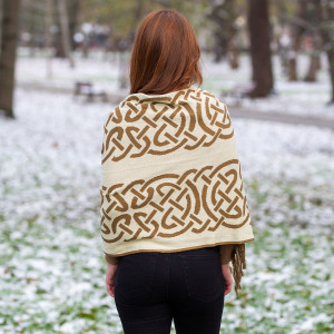 Traditional Celtic Knotwork Shawl LS108 - 402 Fawn Brown saolknitwear.com