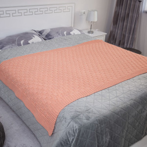 Fisherman Aran Throw FT192 Coral Peach