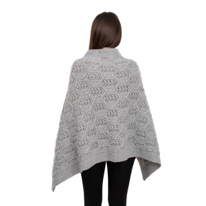 Merino Wool Ladie's Poncho with buttons ML184 - 103 Grey saolknitwear.com