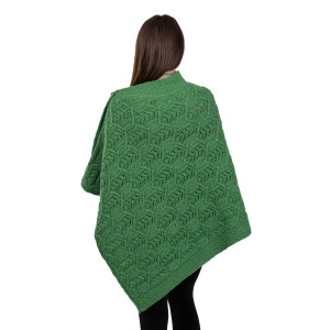 Merino Wool Ladie's Poncho with buttons ML184 - 105 Green saolknitwear.com