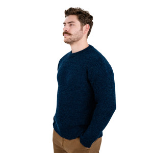 Ribbed Aran Sweater IFM183 Ocean Blue Side View