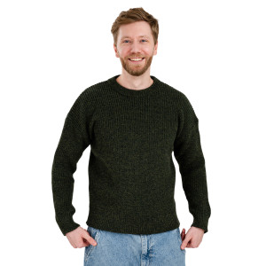 Ribbed Aran Sweater IFM183 Army Green Front View