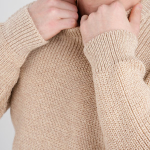 Ribbed Aran Sweater IFM183 Parsnip Details View