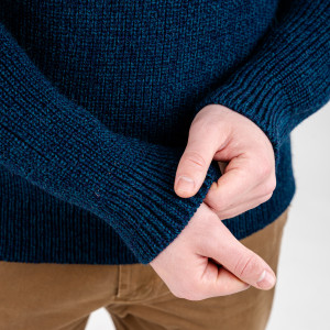 Ribbed Aran Sweater IFM183 Ocean Blue Details View