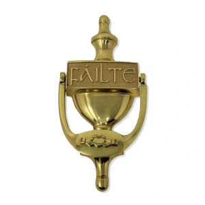Claddagh Failte Brass Door Knocker 8'' Irish in Polished Brass on DublinGift in Door Knockers