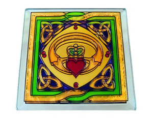 Claddagh Stained Mirror Coaster