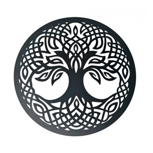 Circular Celtic Tree of Life Wall Hanging- Black Finish