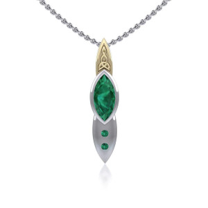 Eternity Celtic Knot Pendant with Emerald