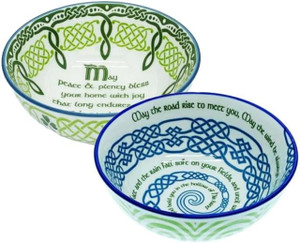 Irish Blessings Set of 2 Ceramic Bowls Dublin Gift Company