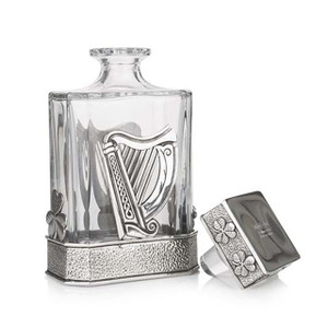 Irish Harp and Shamrock Pewter Decanter Dublin Gift Company