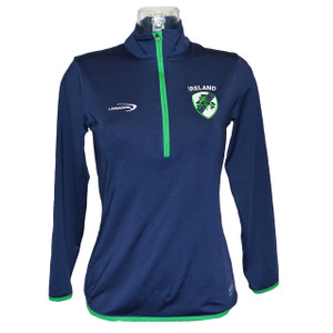 Lansdowne Navy/Green Ireland Shamrock Performance Ladies 1/4 Zip DublinGiftCompany.com