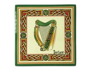 Irish Harp Ceramic Square Coaster