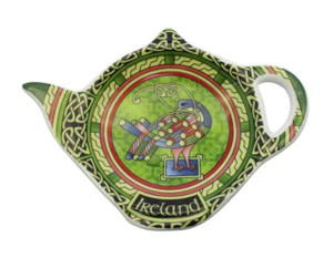 Ceramic Celtic Peacock Teabag Holder