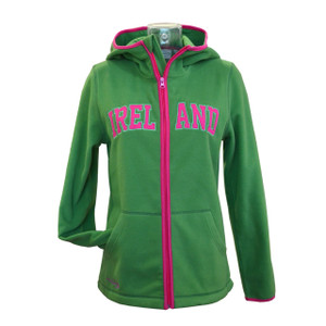 Sage/Pink Ireland Zip Hooded Ladies Fleece DublinGiftCompany.com