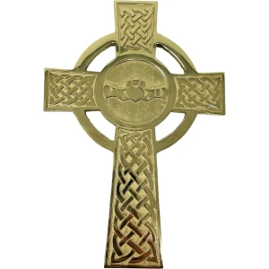 Claddagh Celtic Cross Brass Wall Hanging Decor in Antique Brass on DublinGift in House Decor