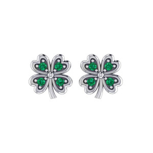 Lucky Gemstone Four Leaf Clover Earrings DGC