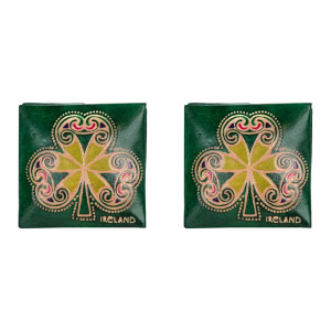 Square Leather Shamrock Coin Purse